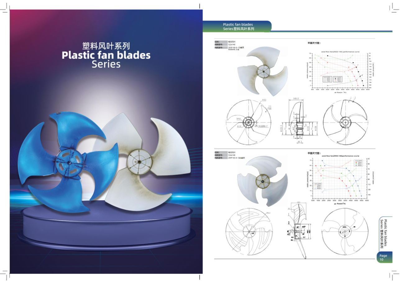 Plastic axial fan blades for air conditioners and coolers